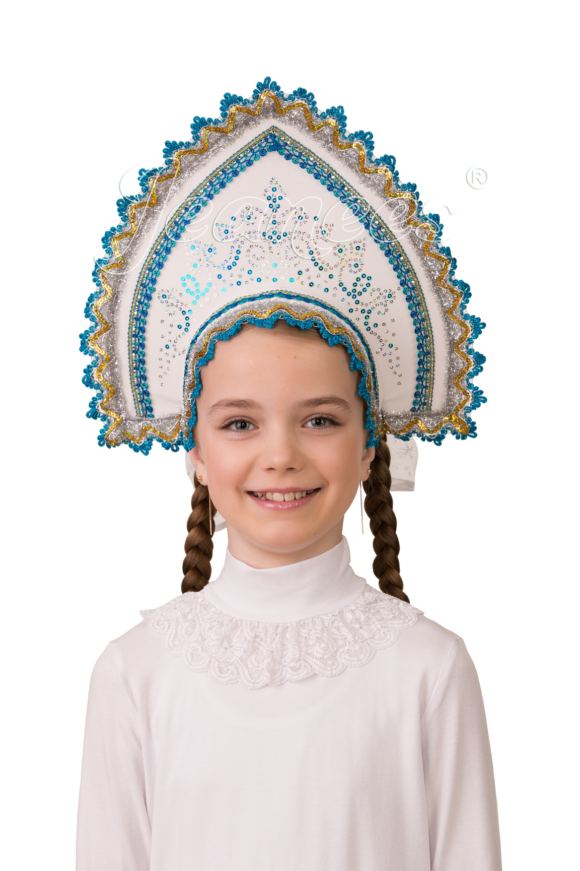 Кокошник Зимние узоры, детский артикул 5409