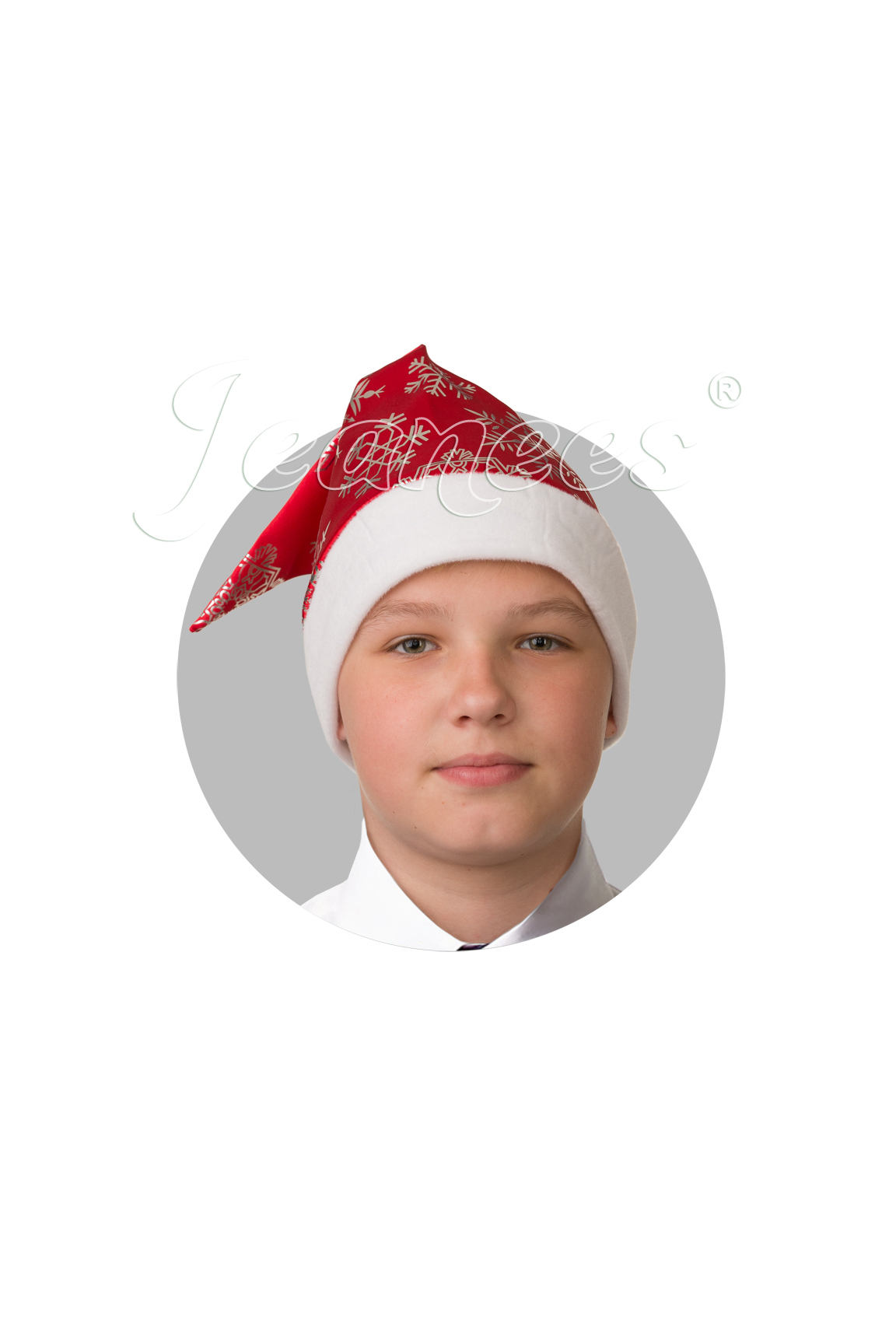 Колпак Новогодний красный сатин со снежинками